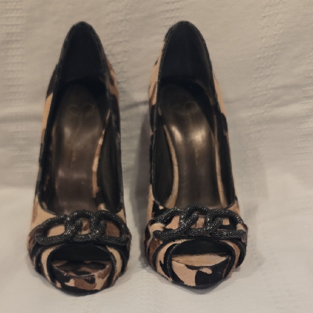 Elegant Leopard Print Peep Toe Heels